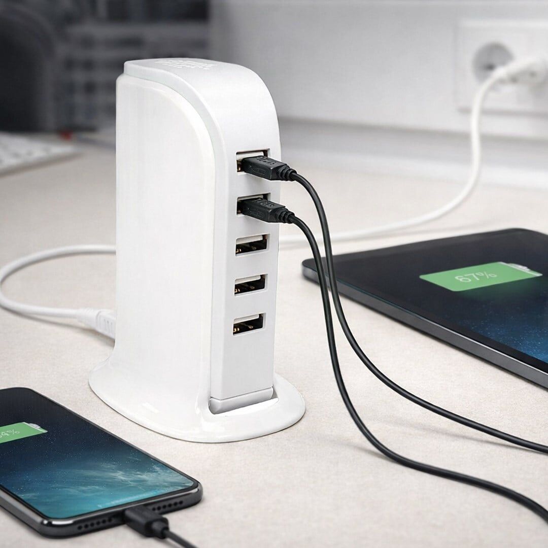 PowerMaster PM-11061 Multiplexer 5 Portlu 20W USB Şarj İstasyonu