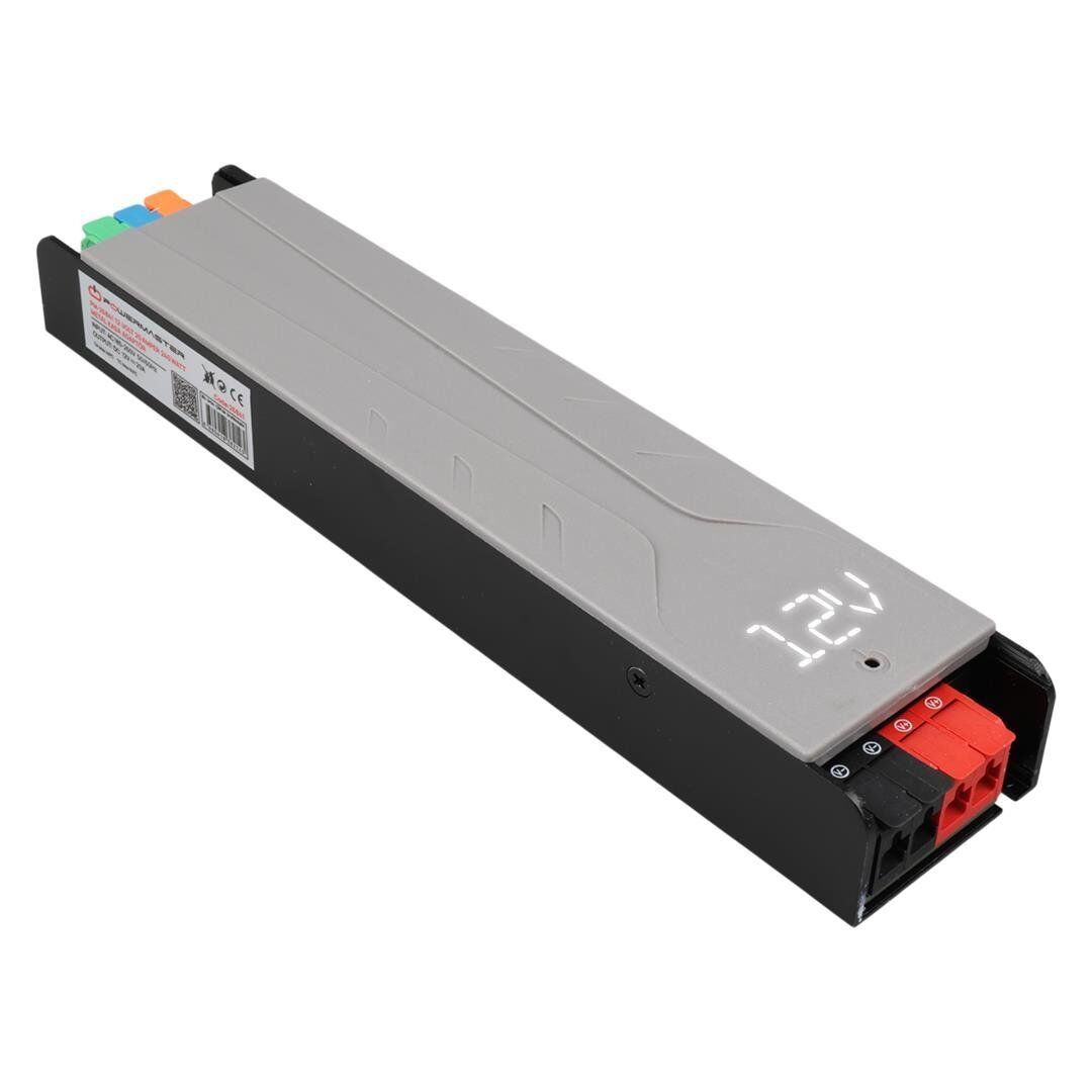 PowerMaster PM-26841 12Volt 20Amper 240Watt Slim Metal Kasa Adaptör Voltaj Göstergeli 238x51x30mm
