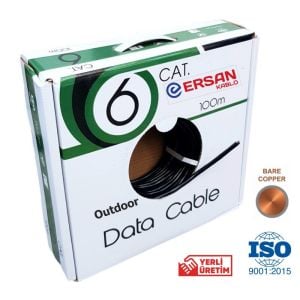 Ersan Kablo 23AWG Bakır Cat6 Outdoor Dış Ortam Kablo 100mt Siyah