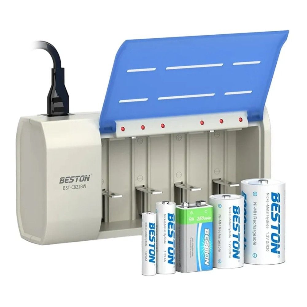 Beston BST-C821BW (AA-AAA-C-D-9V-SC) Universal Pil Şarj Cihazı