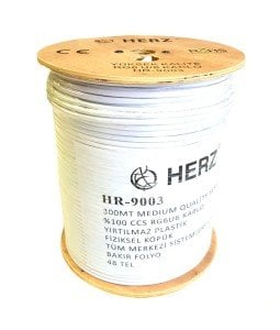 HERZ RG6U6 Uydu Anten Kablosu 300Metre Beyaz