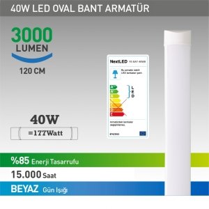 Next 40Watt Beyaz Led Bant Armatür 120cm 220Volt