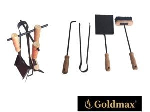 GOLDMAX Ahşap Saplı Şömine Seti 4Parça