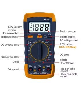 Wellhise A830L Dijital Multimetre Ölçü Aleti