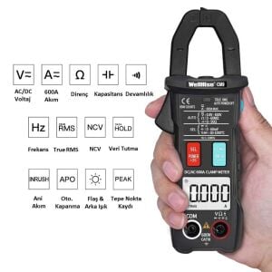 WellHise CM9 600A AC/DC Dijital Otomatik Pensampermetre True Rms