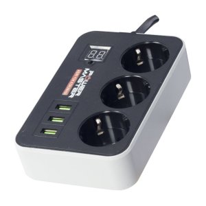 Powermaster 3xUSB Girişli 3'lü 1.8Metre 2500W Dijital Akım Korumalı Priz