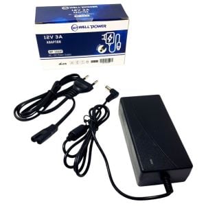 WellPower 12Volt 3Amper Plastik Kasa Adaptör 5.5x2.5mm Jak Fişli