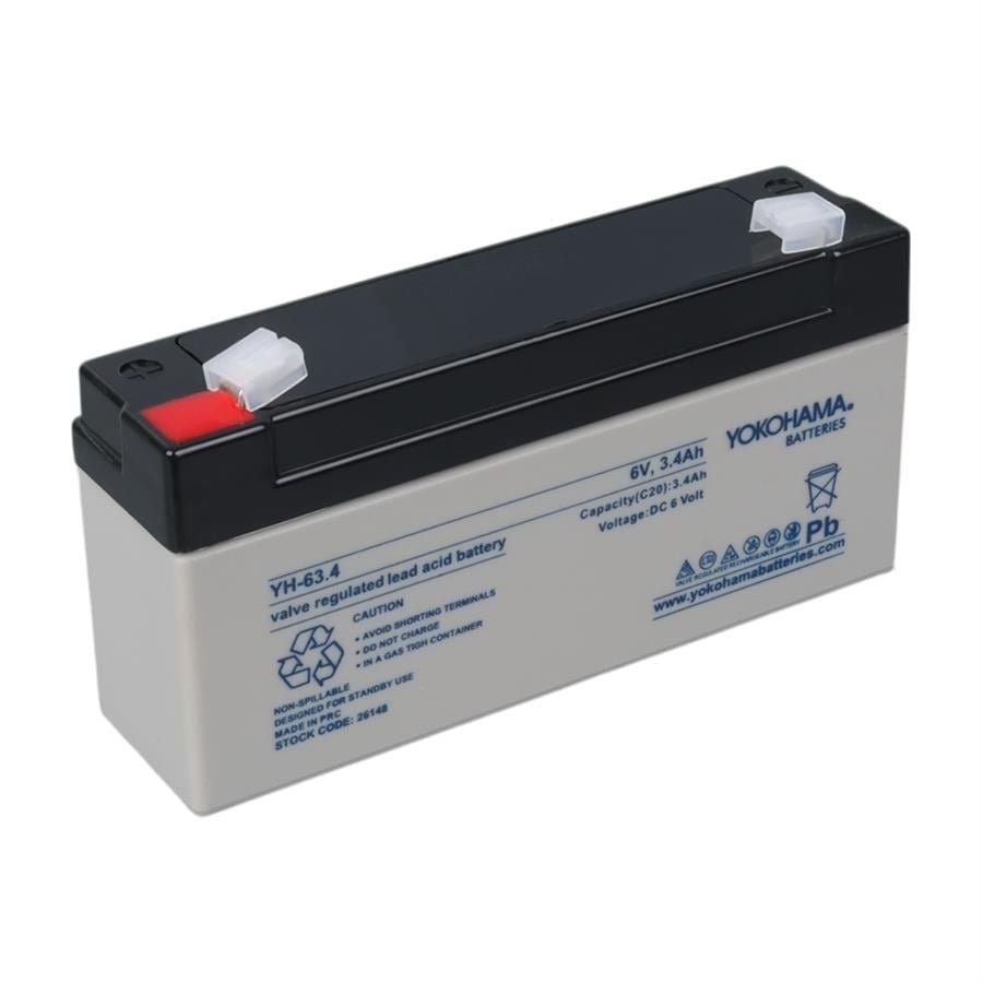 Yokohama YH-63.4 6Volt - 3.4Amper Yatık Akü (125x60x30 mm)