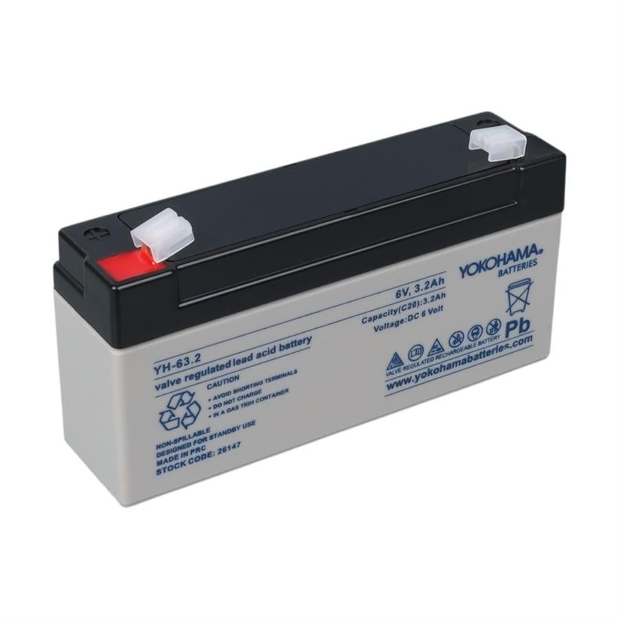 Yokohama YH-63.2 6Volt - 3.2Amper Akü (125x33x60 mm)