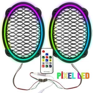 electroon 12Volt Neon Pixel Ledli Oval Hoparlör Kapak 2adet Animasyonlu ELC-5652