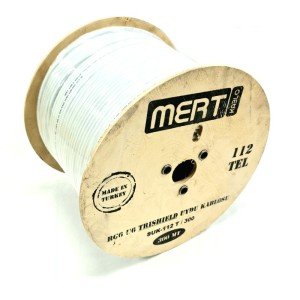 Mert Kablo RG6U6 112Tel 300Metre Trishield Çift Folyo Uydu Anten Kablosu