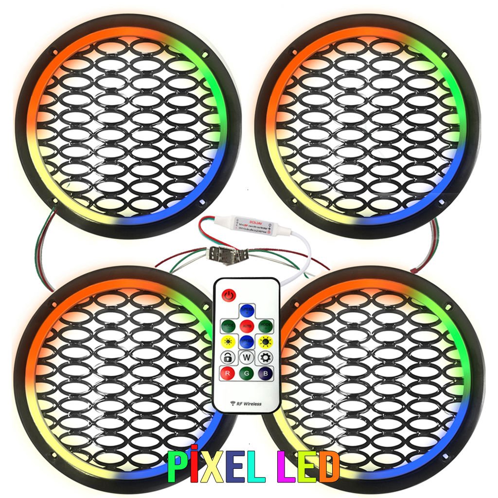 electroon 12Volt Neon Pixel Ledli 16cm Hoparlör Kapak 4adet Animasyonlu ELC-5649