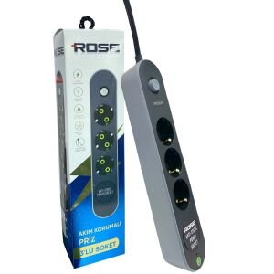 Rose GR-300 3'lü 2Metre Kablolu Akım Korumalı Grup Priz