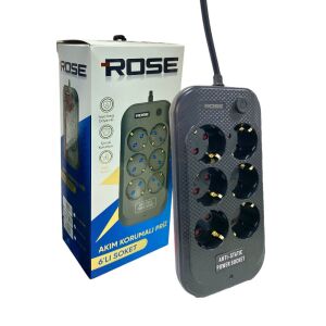Rose GR-600 6'lı 5Metre Kablolu Akım Korumalı Grup Priz