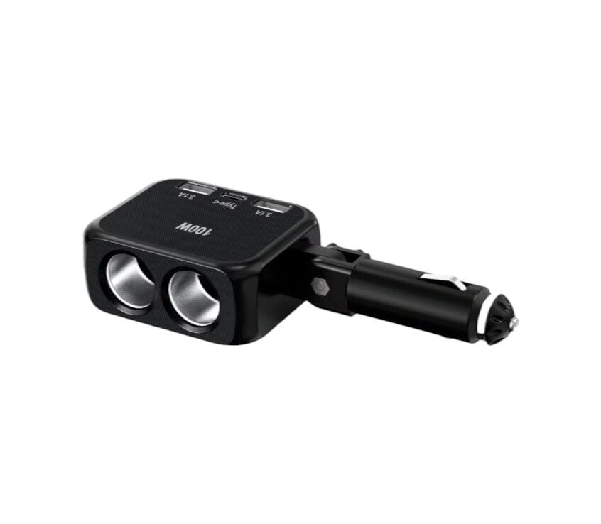 Olesson 1655 Type-C + Usb 100Watt 2x Çakmak Girişli Oto Çakmak Çoklayıcı