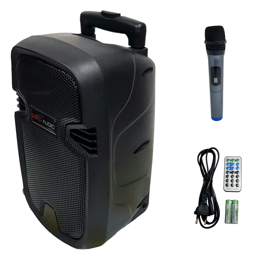 GoldAudio PA-8808E Portatif Taşınabilir Ses Sistemi 100Watt 1xEl Telsiz Mikrofonlu
