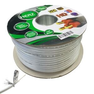 HERZ RG6U6 Uydu Anten Kablosu 100Metre Beyaz 64Tel