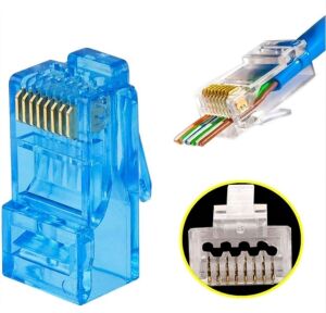 electroon Mavi CAT6 EZRJ45 Açık Uçlu Soket 8P/8C - 100Adet