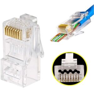 electroon Şeffaf CAT6 EZRJ45 Açık Uçlu Soket 8P/8C - 100Adet