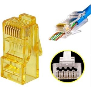 electroon Sarı CAT6 EZRJ45 Açık Uçlu Soket 8P/8C - 100Adet