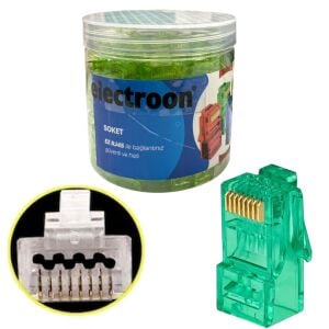 electroon Yeşil CAT6 EZRJ45 Açık Uçlu Soket 8P/8C - 100Adet