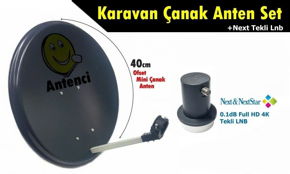 Antenci 40cm Karavan Çanak Anten +Next Tekli LNB