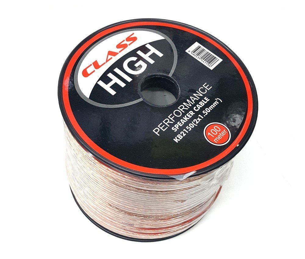 Class 2x1,50mm Hoparlör Kablosu 100Metre Şeffaf