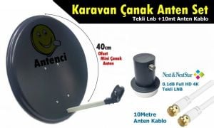 Antenci 40cm Karavan Çanak Anten +Next Tekli LNB+10mt Anten Kablo
