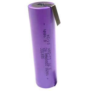 Sertec 18650 Şarjlı Pil 3.7V 2200mAh 5C Li-ion Puntolu Mor - 1Adet