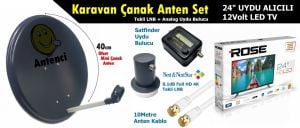 Antenci 40cm Karavan Çanak Anten Seti +24'' Uydu Alıcılı LED TV