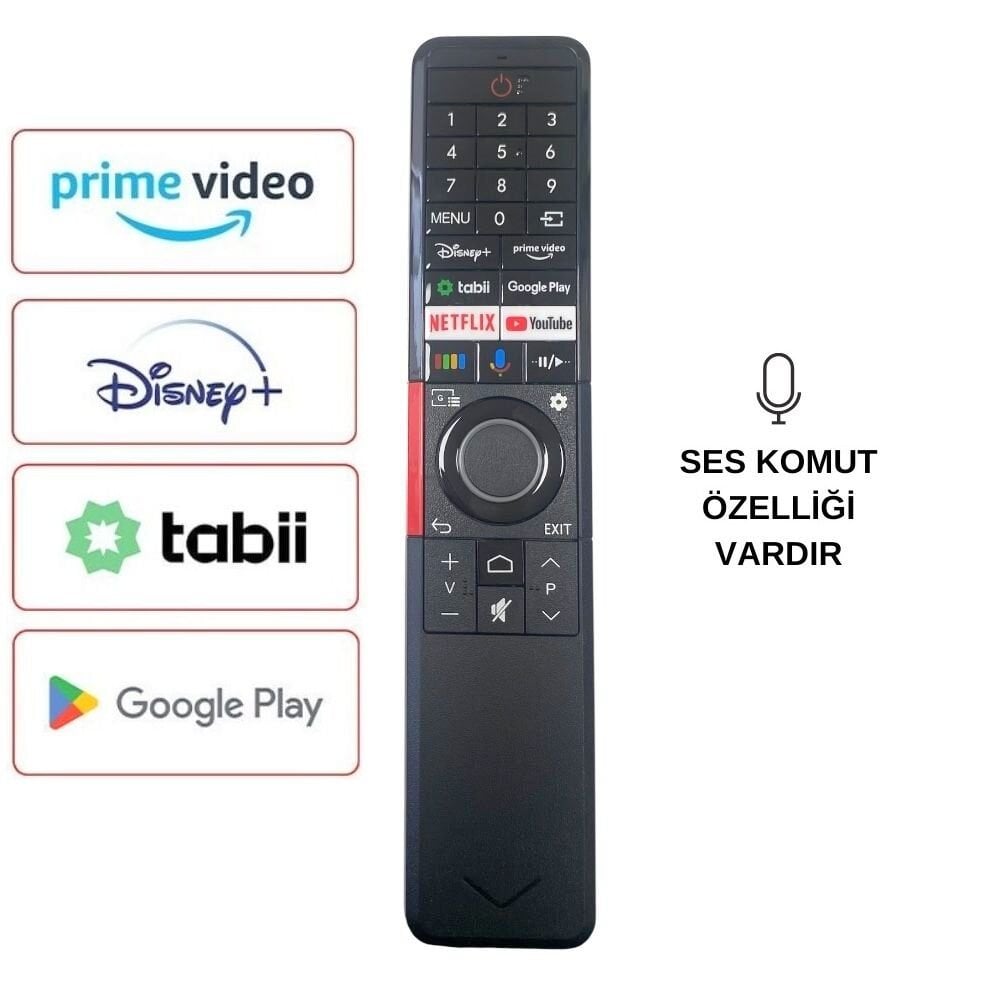 Vestel RM-L2010 Uyumlu Google Play Android Tv Kumandası - Ses Komutlu