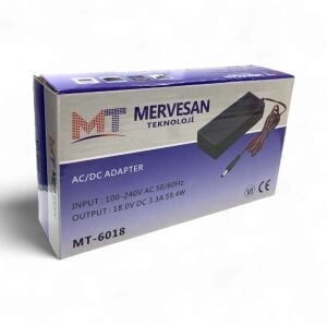 Mervesan MT-6018 DC 18Volt 3.3Amper SMPS Adaptör  5.5x2.5mmm Jak Fişli