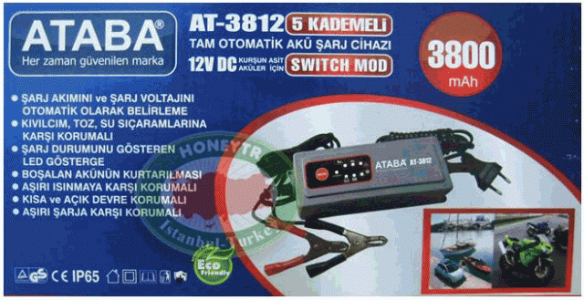 Ataba AT3812 12Volt Tam Otomatik Akü Şarj Cihazı