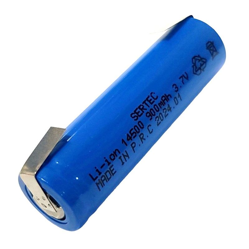 Sertec 14500 3.7Volt 900mA Li-ion Şarj Edilebilir Pil - Puntolu