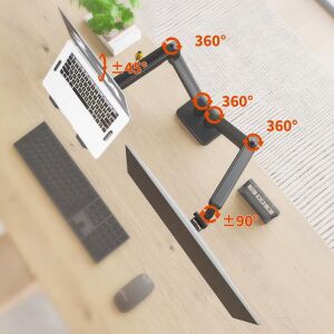 Sline M252DJ 17''-32'' Çift Kollu Masa Üstü Monitör + Notebook Standı