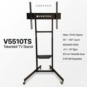 Vontech V5510TS 55-100'' Tekerlekli Ayaklı Lcd-Led TV Standı