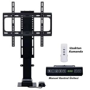electroon 32'' - 57'' İnç Ayarlanabilir Yükseklik Uzaktan Kumandalı TV Kaldırma Lift Asansörü