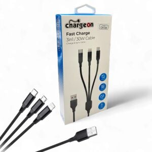 Chargeon CH-55 USB to Lightning + Type-C + Micro USB Hızlı Şarj Kablosu 1.2mt