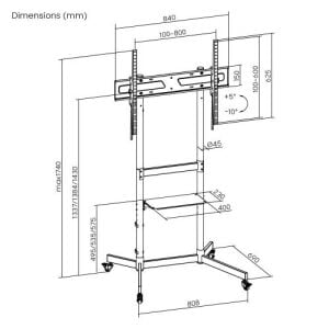 Vontech V1044VE 55-100'' Tekerlekli Ayaklı TV Fuar Standı