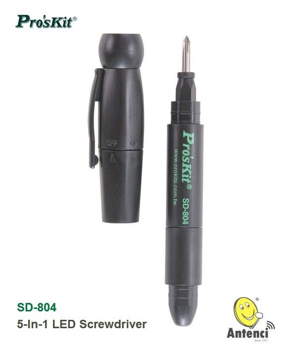 Proskit SD-804 Kalem Tipi Tornavida Seti 5 Parça Ledli