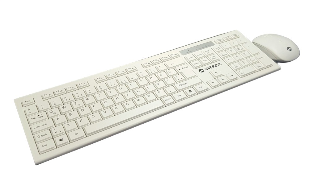 Everest KM-6121 Kablosuz Q Slim Klavye + Mouse Set Beyaz