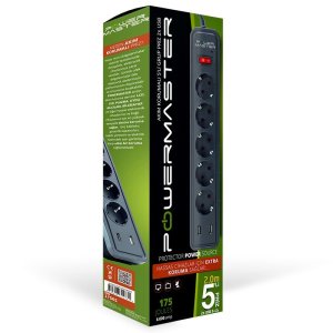 Powermaster PM-17565 2 Usb Çıkışlı 5'li 2 Metre Kablolu Akım Korumalı Priz