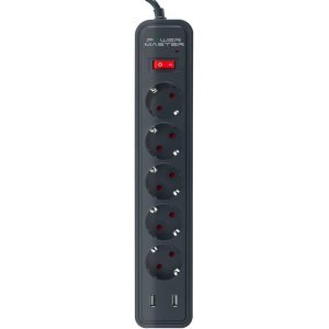 Powermaster PM-17565 2 Usb Çıkışlı 5'li 2 Metre Kablolu Akım Korumalı Priz