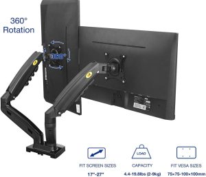 North Bayou NB F160 Amortisörlü Çiftli 17-27'' Masa Üstü Monitör Tutucu