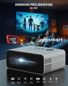 Alpsmart AS-585 Android Projeksiyon Cihazı Wifi + Full HD 1080P