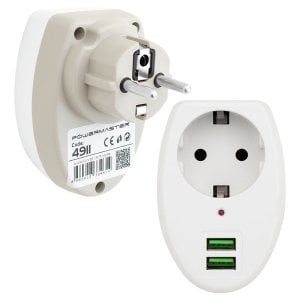 Powermaster 2xUsb Girişli Tekli Termal Priz 10A-2500W PM-4911