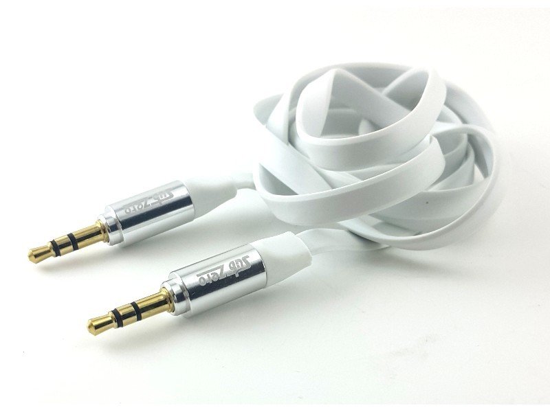 Sub Zero 3,5mm Stereo Flat Aux Kablo Beyaz 1mt