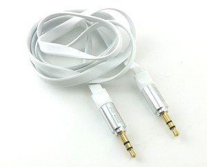 Sub Zero 3,5mm Stereo Flat Aux Kablo Beyaz 1mt