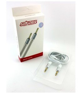 Sub Zero 3,5mm Stereo Flat Aux Kablo Beyaz 1mt