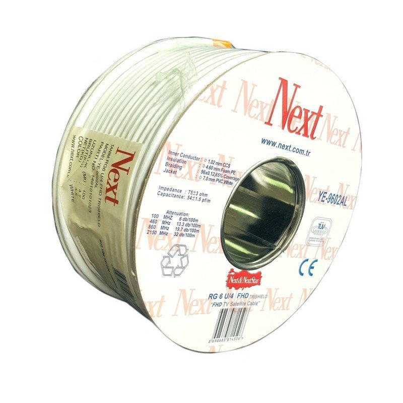 NEXT YE-9602 RG6-U4 Trishield Anten Kablosu 100Metre